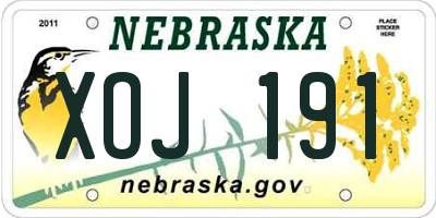 NE license plate XOJ191