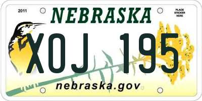 NE license plate XOJ195