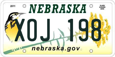 NE license plate XOJ198