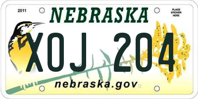 NE license plate XOJ204