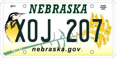 NE license plate XOJ207