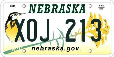 NE license plate XOJ213