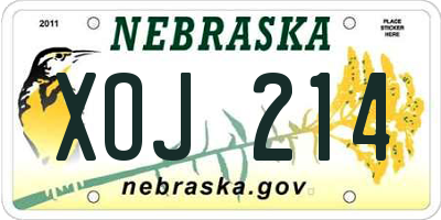 NE license plate XOJ214