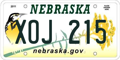 NE license plate XOJ215