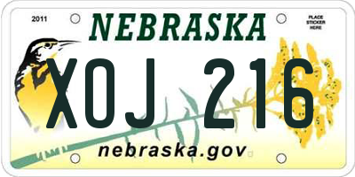 NE license plate XOJ216