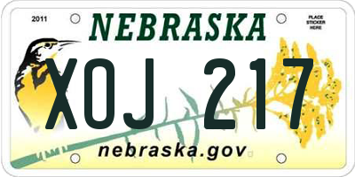 NE license plate XOJ217