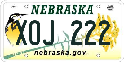 NE license plate XOJ222