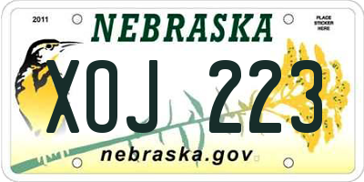 NE license plate XOJ223
