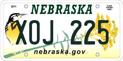 NE license plate XOJ225
