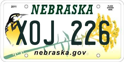 NE license plate XOJ226