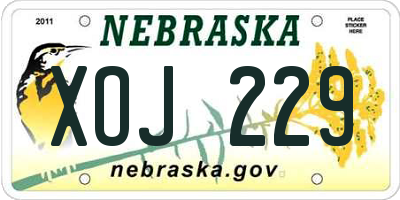 NE license plate XOJ229