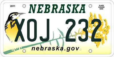 NE license plate XOJ232