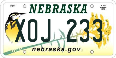 NE license plate XOJ233