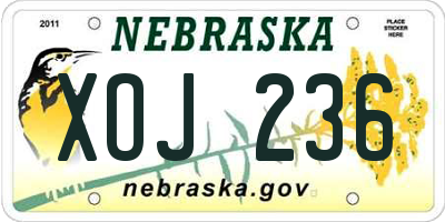 NE license plate XOJ236