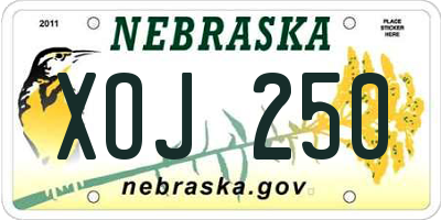 NE license plate XOJ250