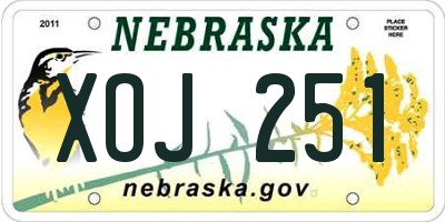 NE license plate XOJ251