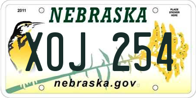 NE license plate XOJ254