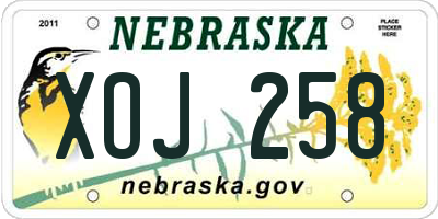 NE license plate XOJ258