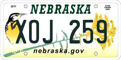 NE license plate XOJ259