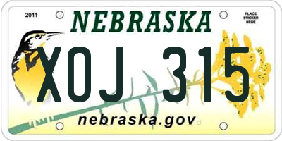 NE license plate XOJ315