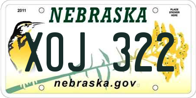 NE license plate XOJ322