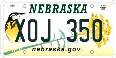 NE license plate XOJ350
