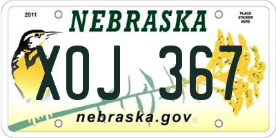 NE license plate XOJ367