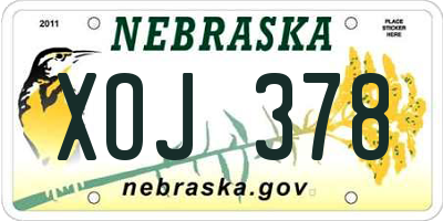 NE license plate XOJ378