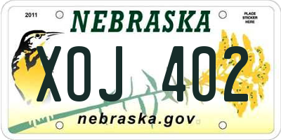 NE license plate XOJ402