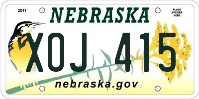 NE license plate XOJ415
