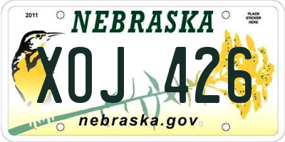 NE license plate XOJ426