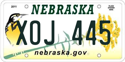 NE license plate XOJ445