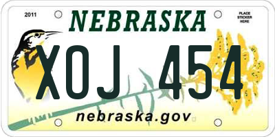 NE license plate XOJ454