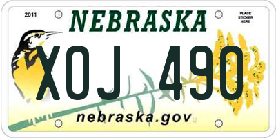 NE license plate XOJ490