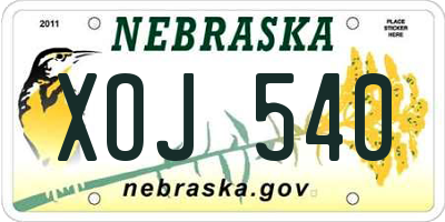NE license plate XOJ540