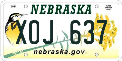 NE license plate XOJ637