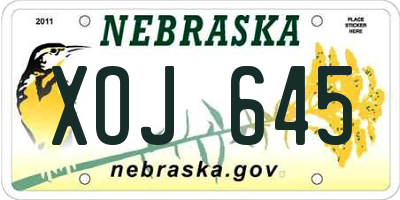 NE license plate XOJ645