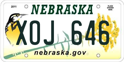 NE license plate XOJ646