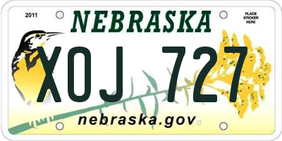 NE license plate XOJ727