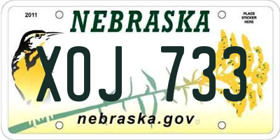 NE license plate XOJ733