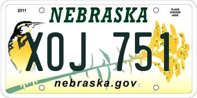 NE license plate XOJ751