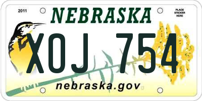 NE license plate XOJ754