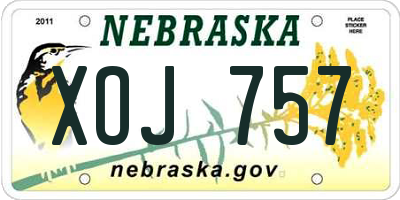 NE license plate XOJ757