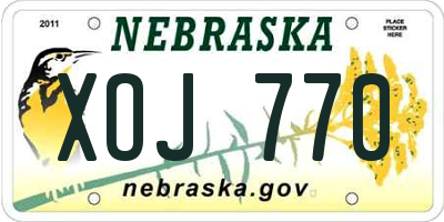 NE license plate XOJ770