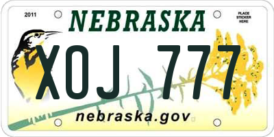 NE license plate XOJ777