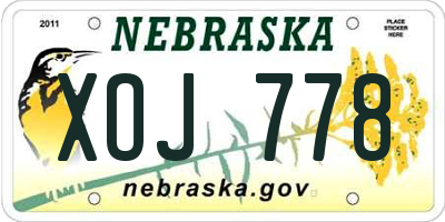 NE license plate XOJ778