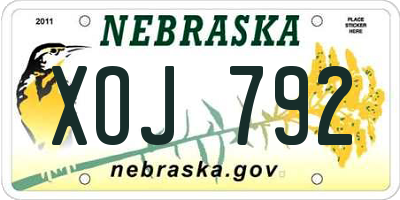 NE license plate XOJ792
