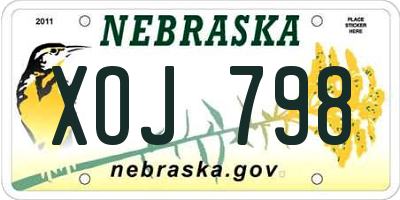 NE license plate XOJ798