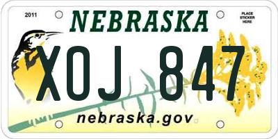 NE license plate XOJ847