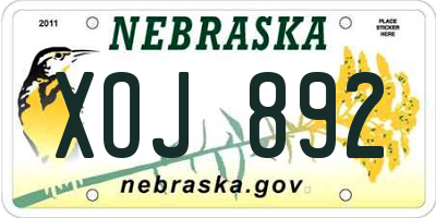 NE license plate XOJ892